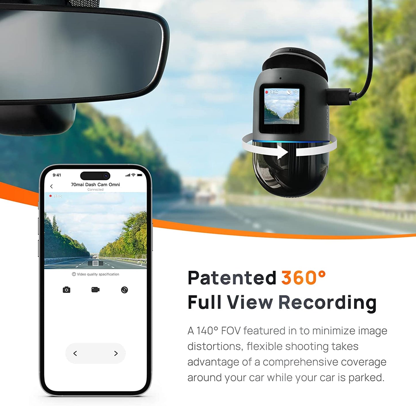 Dash Cam - 70mai Omni First 360° Rotating Dash Camera